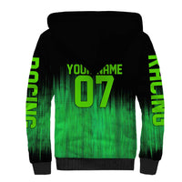 Green Dirt Bike Rider Sherpa Hoodie Forget Toys I Just Wanna Ride Quote and Custom Racing Name Design - Wonder Print Shop