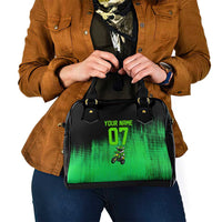 Green Dirt Bike Rider Shoulder Handbag Forget Toys I Just Wanna Ride Quote and Custom Racing Name Design - Wonder Print Shop