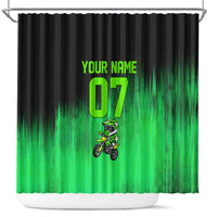 Green Dirt Bike Rider Shower Curtain Forget Toys I Just Wanna Ride Quote and Custom Racing Name Design - Wonder Print Shop