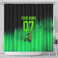 Green Dirt Bike Rider Shower Curtain Forget Toys I Just Wanna Ride Quote and Custom Racing Name Design - Wonder Print Shop