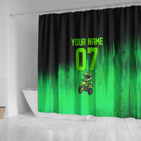 Green Dirt Bike Rider Shower Curtain Forget Toys I Just Wanna Ride Quote and Custom Racing Name Design - Wonder Print Shop