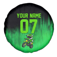 Green Dirt Bike Rider Spare Tire Cover Forget Toys I Just Wanna Ride Quote and Custom Racing Name Design - Wonder Print Shop