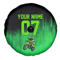 Green Dirt Bike Rider Spare Tire Cover Forget Toys I Just Wanna Ride Quote and Custom Racing Name Design - Wonder Print Shop