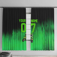 Green Dirt Bike Rider Window Curtain Forget Toys I Just Wanna Ride Quote and Custom Racing Name Design - Wonder Print Shop
