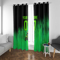 Green Dirt Bike Rider Window Curtain Forget Toys I Just Wanna Ride Quote and Custom Racing Name Design - Wonder Print Shop