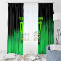 Green Dirt Bike Rider Window Curtain Forget Toys I Just Wanna Ride Quote and Custom Racing Name Design - Wonder Print Shop