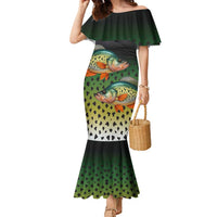 Colorful Crappie Fishing Green Scales Family Matching Mermaid Dress and Hawaiian Shirt Gradient Camo Pattern and Custom Name Fishing - Wonder Print Shop