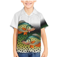Colorful Crappie Fishing Green Scales Family Matching Mermaid Dress and Hawaiian Shirt Gradient Camo Pattern and Custom Name Fishing - Wonder Print Shop