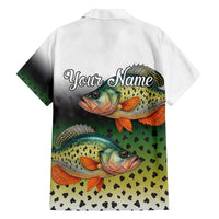 Colorful Crappie Fishing Green Scales Family Matching Off The Shoulder Long Sleeve Dress and Hawaiian Shirt Gradient Camo Pattern and Custom Name Fishing - Wonder Print Shop