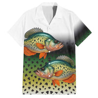 Colorful Crappie Fishing Green Scales Family Matching Off Shoulder Maxi Dress and Hawaiian Shirt Gradient Camo Pattern and Custom Name Fishing - Wonder Print Shop