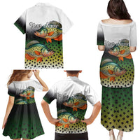 Colorful Crappie Fishing Green Scales Family Matching Puletasi and Hawaiian Shirt Gradient Camo Pattern and Custom Name Fishing - Wonder Print Shop