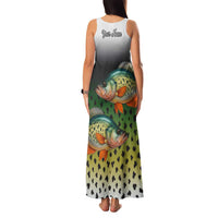 Colorful Crappie Fishing Green Scales Family Matching Tank Maxi Dress and Hawaiian Shirt Gradient Camo Pattern and Custom Name Fishing - Wonder Print Shop