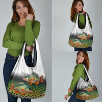 Colorful Crappie Fishing Green Scales Grocery Bag Gradient Camo Pattern and Custom Name Fishing - Wonder Print Shop