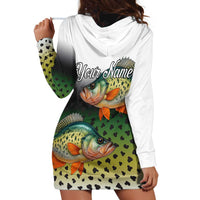 Colorful Crappie Fishing Green Scales Hoodie Dress Gradient Camo Pattern and Custom Name Fishing - Wonder Print Shop