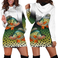 Colorful Crappie Fishing Green Scales Hoodie Dress Gradient Camo Pattern and Custom Name Fishing - Wonder Print Shop