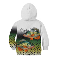 Colorful Crappie Fishing Green Scales Kid Hoodie Gradient Camo Pattern and Custom Name Fishing - Wonder Print Shop
