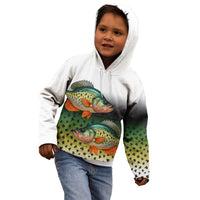 Colorful Crappie Fishing Green Scales Kid Hoodie Gradient Camo Pattern and Custom Name Fishing - Wonder Print Shop