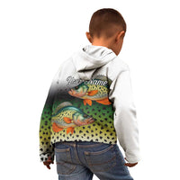 Colorful Crappie Fishing Green Scales Kid Hoodie Gradient Camo Pattern and Custom Name Fishing - Wonder Print Shop