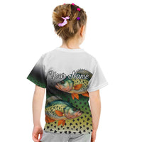 Colorful Crappie Fishing Green Scales Kid T Shirt Gradient Camo Pattern and Custom Name Fishing - Wonder Print Shop