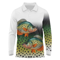 Colorful Crappie Fishing Green Scales Long Sleeve Polo Shirt Gradient Camo Pattern and Custom Name Fishing - Wonder Print Shop