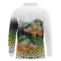 Colorful Crappie Fishing Green Scales Long Sleeve Polo Shirt Gradient Camo Pattern and Custom Name Fishing - Wonder Print Shop