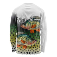Colorful Crappie Fishing Green Scales Long Sleeve Shirt Gradient Camo Pattern and Custom Name Fishing - Wonder Print Shop