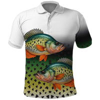 Colorful Crappie Fishing Green Scales Polo Shirt Gradient Camo Pattern and Custom Name Fishing - Wonder Print Shop