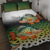 Colorful Crappie Fishing Green Scales Quilt Bed Set Gradient Camo Pattern and Custom Name Fishing - Wonder Print Shop