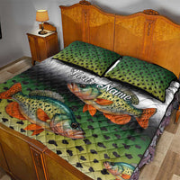 Colorful Crappie Fishing Green Scales Quilt Bed Set Gradient Camo Pattern and Custom Name Fishing - Wonder Print Shop