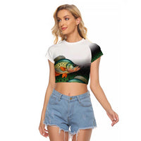 Colorful Crappie Fishing Green Scales Raglan Cropped T Shirt Gradient Camo Pattern and Custom Name Fishing - Wonder Print Shop