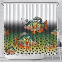 Colorful Crappie Fishing Green Scales Shower Curtain Gradient Camo Pattern and Custom Name Fishing - Wonder Print Shop