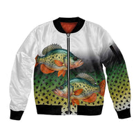 Colorful Crappie Fishing Green Scales Sleeve Zip Bomber Jacket Gradient Camo Pattern and Custom Name Fishing - Wonder Print Shop
