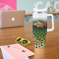 Colorful Crappie Fishing Green Scales Tumbler With Handle Gradient Camo Pattern and Custom Name Fishing - Wonder Print Shop