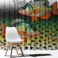 Colorful Crappie Fishing Green Scales Window Curtain Gradient Camo Pattern and Custom Name Fishing - Wonder Print Shop