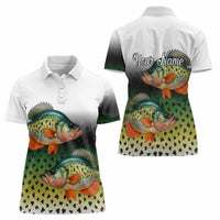 Colorful Crappie Fishing Green Scales Women Polo Shirt Gradient Camo Pattern and Custom Name Fishing - Wonder Print Shop