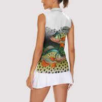 Colorful Crappie Fishing Green Scales Women Sleeveless Polo Shirt Gradient Camo Pattern and Custom Name Fishing - Wonder Print Shop