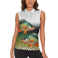 Colorful Crappie Fishing Green Scales Women Sleeveless Polo Shirt Gradient Camo Pattern and Custom Name Fishing - Wonder Print Shop
