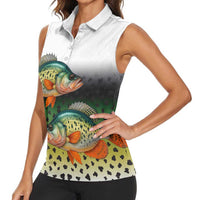 Colorful Crappie Fishing Green Scales Women Sleeveless Polo Shirt Gradient Camo Pattern and Custom Name Fishing - Wonder Print Shop