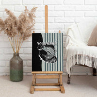 Striped Bass Jumping Graphic Canvas Wall Art Rod Reel and Airplane on Fish Scale Pattern - Wonder Print Shop