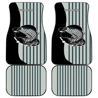 Striped Bass Jumping Graphic Car Mats Rod Reel and Airplane on Fish Scale Pattern - Wonder Print Shop
