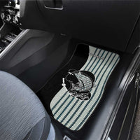 Striped Bass Jumping Graphic Car Mats Rod Reel and Airplane on Fish Scale Pattern - Wonder Print Shop
