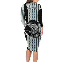Striped Bass Jumping Graphic Family Matching Long Sleeve Bodycon Dress and Hawaiian Shirt Rod Reel and Airplane on Fish Scale Pattern - Wonder Print Shop