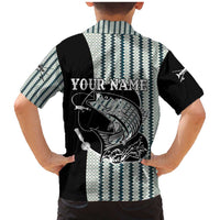 Striped Bass Jumping Graphic Family Matching Mermaid Dress and Hawaiian Shirt Rod Reel and Airplane on Fish Scale Pattern - Wonder Print Shop