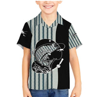 Striped Bass Jumping Graphic Family Matching Mermaid Dress and Hawaiian Shirt Rod Reel and Airplane on Fish Scale Pattern - Wonder Print Shop