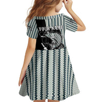 Striped Bass Jumping Graphic Family Matching Off Shoulder Maxi Dress and Hawaiian Shirt Rod Reel and Airplane on Fish Scale Pattern - Wonder Print Shop