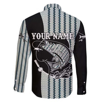 Striped Bass Jumping Graphic Family Matching Short Sleeve Bodycon Dress and Hawaiian Shirt Rod Reel and Airplane on Fish Scale Pattern - Wonder Print Shop