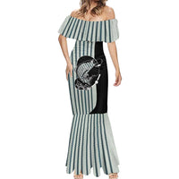 Striped Bass Jumping Graphic Mermaid Dress Rod Reel and Airplane on Fish Scale Pattern - Wonder Print Shop