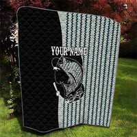 Striped Bass Jumping Graphic Quilt Rod Reel and Airplane on Fish Scale Pattern - Wonder Print Shop