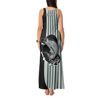 Striped Bass Jumping Graphic Tank Maxi Dress Rod Reel and Airplane on Fish Scale Pattern - Wonder Print Shop
