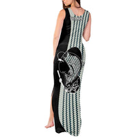 Striped Bass Jumping Graphic Tank Maxi Dress Rod Reel and Airplane on Fish Scale Pattern - Wonder Print Shop